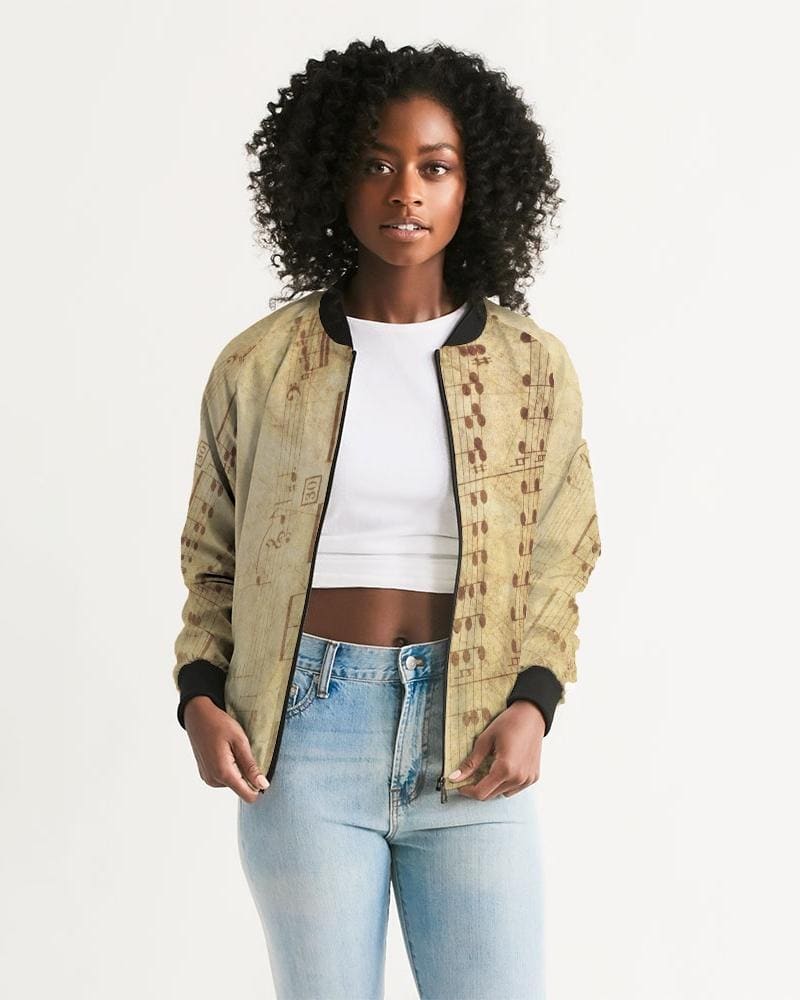 Womens Jacket Musical Notes Style Bomber Jacket - Womens | Jackets | Bombers