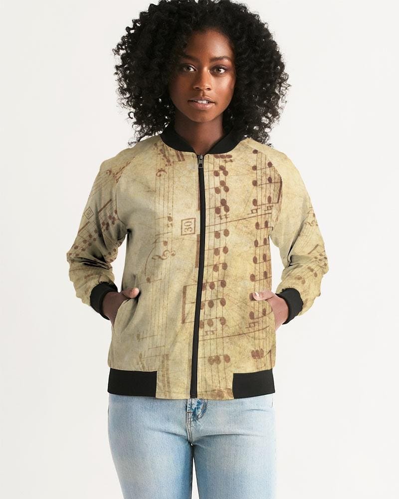 Womens Jacket Musical Notes Style Bomber Jacket - Womens | Jackets | Bombers