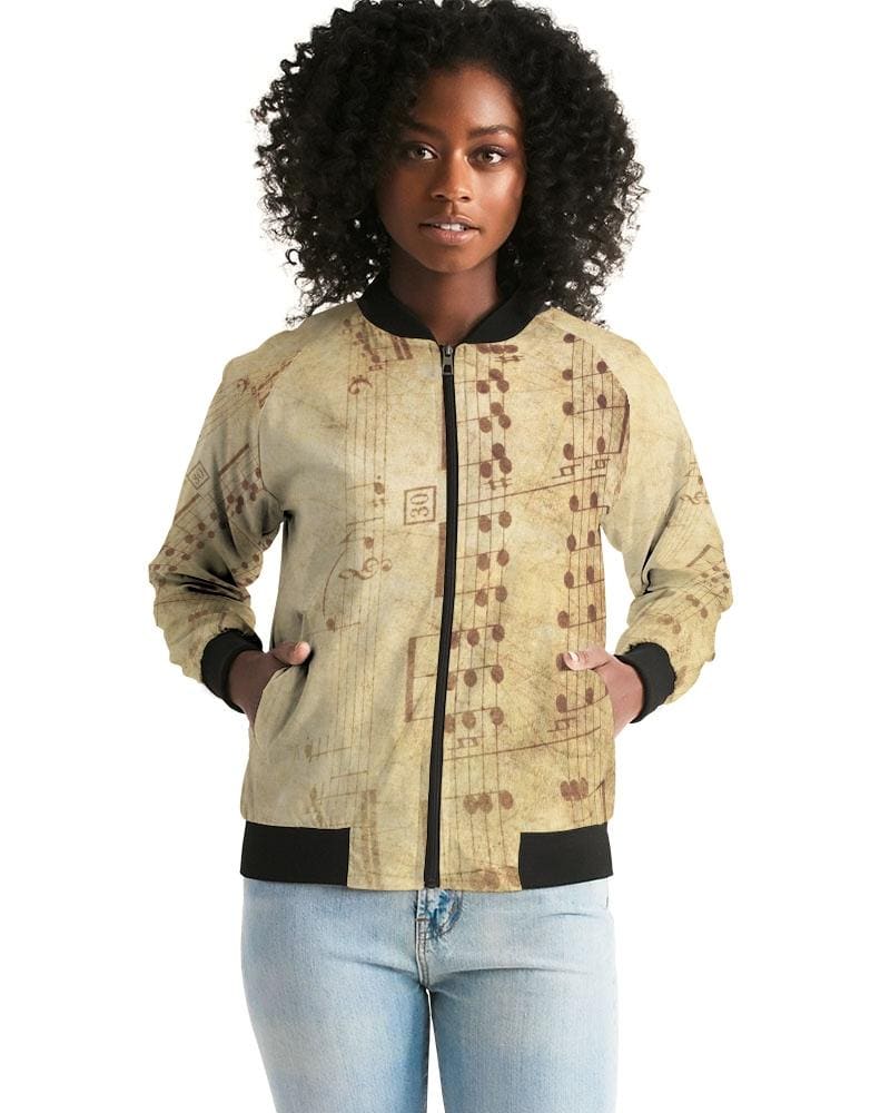 Womens Jacket Musical Notes Style Bomber Jacket - Womens | Jackets | Bombers