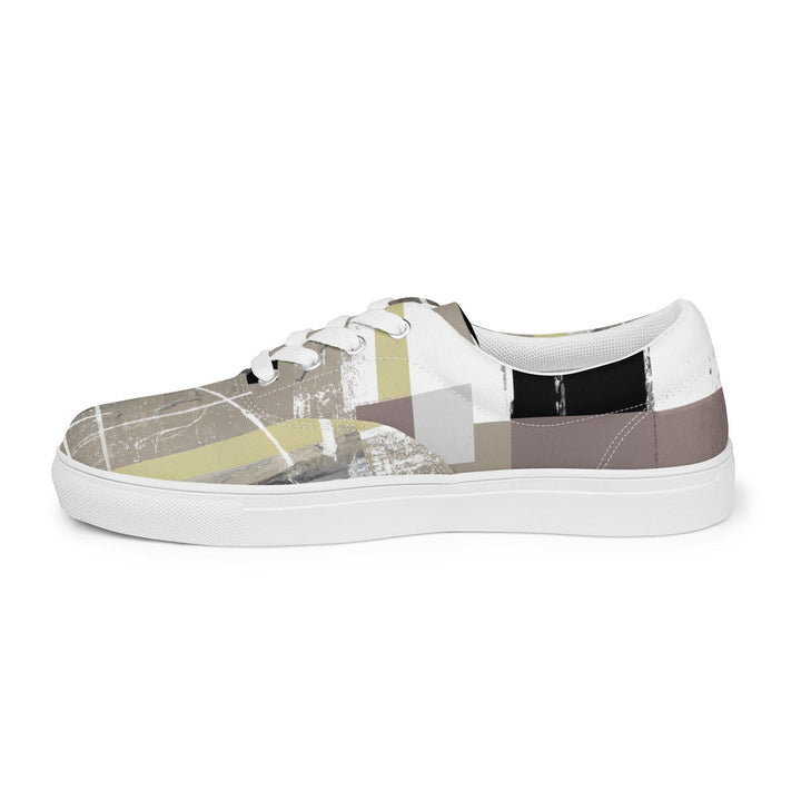 Womens Lace-up Canvas Shoes Abstract Brown Geometric Shapes