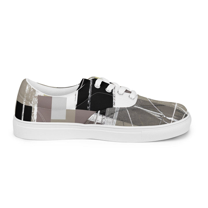 Womens Lace-up Canvas Shoes Abstract Brown Geometric Shapes