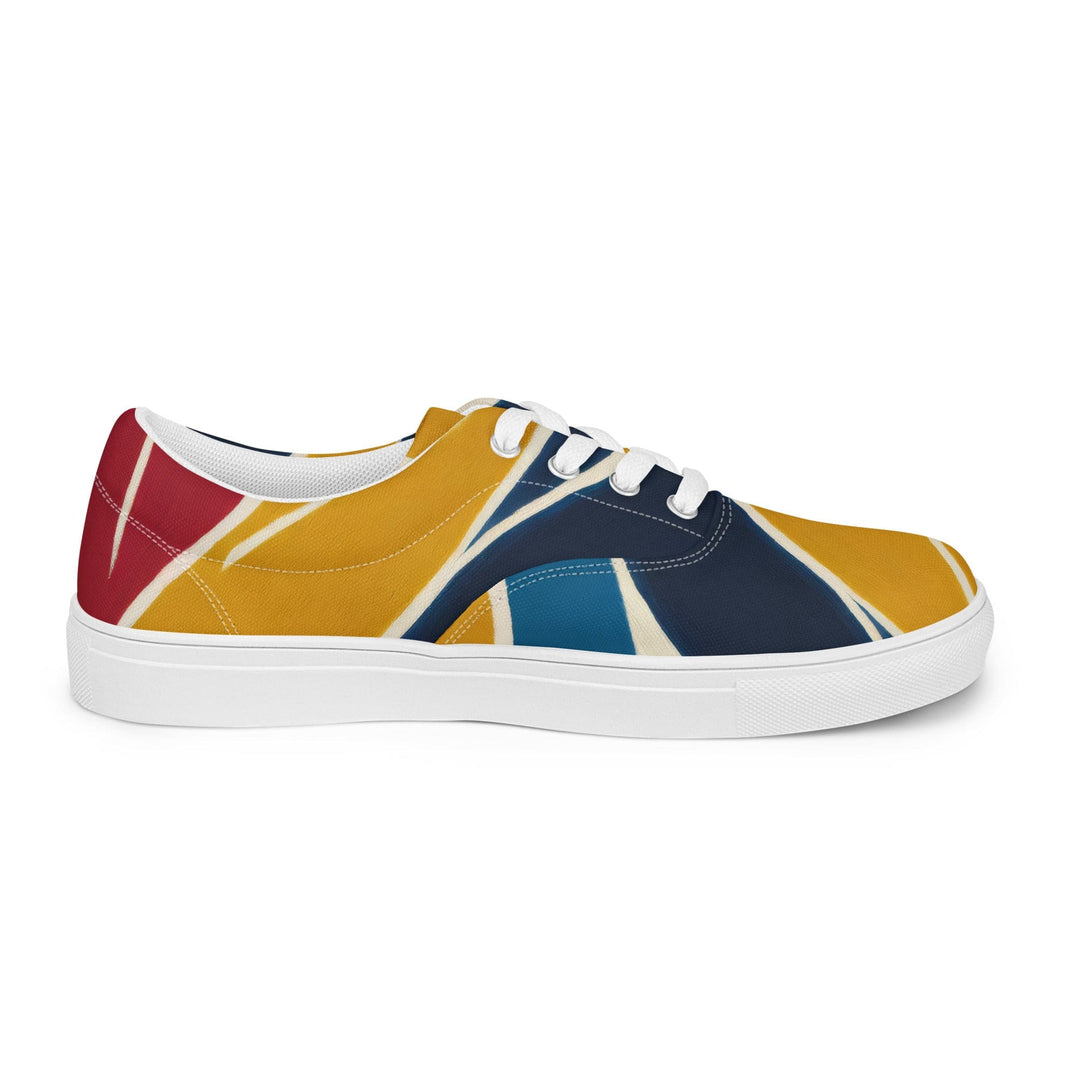 Womens Lace-up Canvas Shoes Abstract Multicolor Swirl Line Pattern