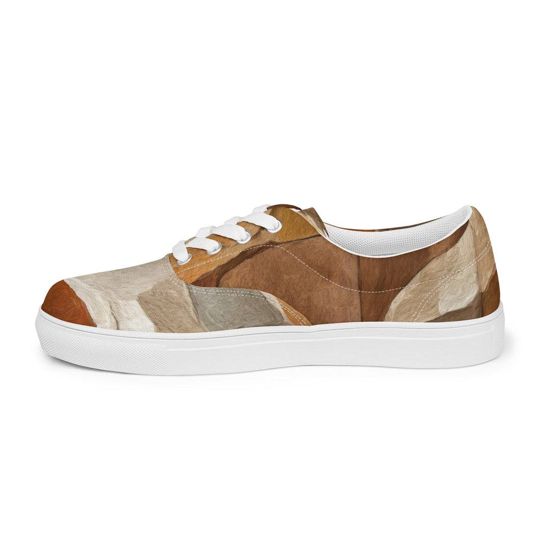 Womens Lace-up Canvas Shoes Abstract Stone Print