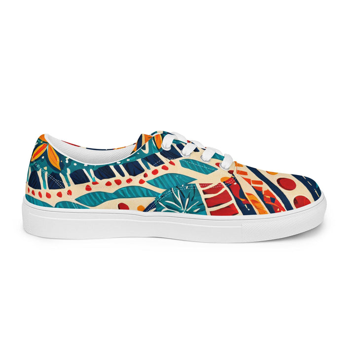 Womens Lace-up Canvas Shoes Boho Floral Print