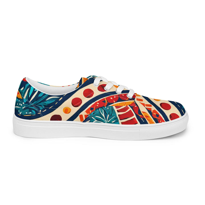 Womens Lace-up Canvas Shoes Boho Floral Print