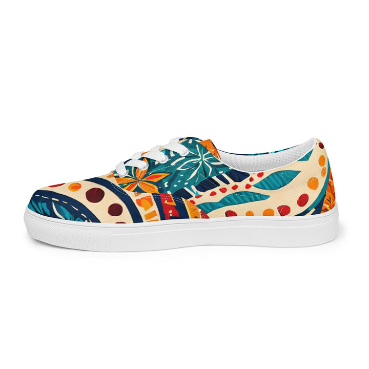 Womens Lace-up Canvas Shoes Boho Floral Print