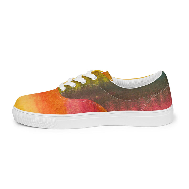 Womens Lace-up Canvas Shoes Autumn Fall Watercolor Abstract Print