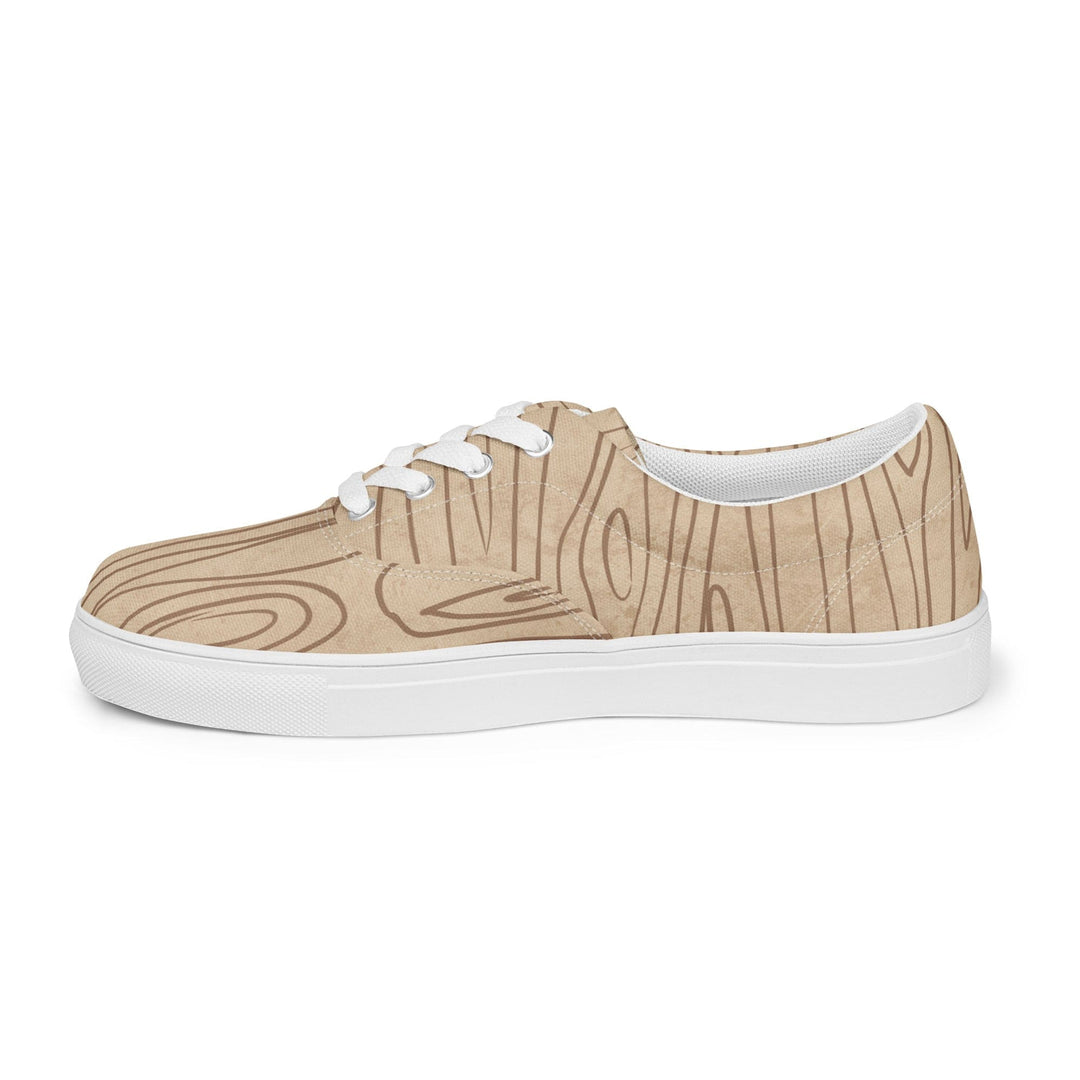 Womens Lace-up Canvas Shoes Beige Brown Tree Sketch Lines