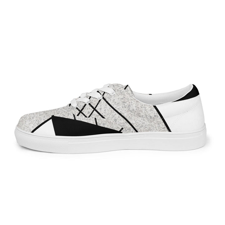 Womens Lace-up Canvas Shoes Black and White Ash Grey Triangular