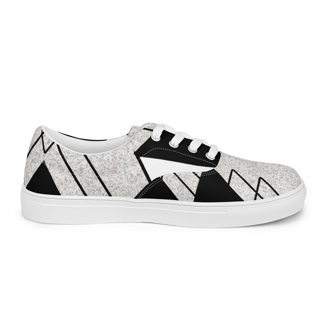 Womens Lace-up Canvas Shoes Black and White Ash Grey Triangular