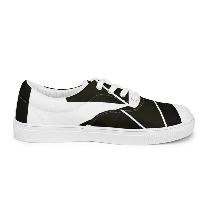 Womens Lace-up Canvas Shoes Black and White Geometric Pattern