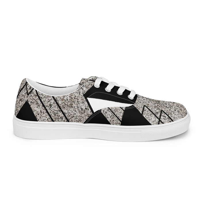 Womens Lace-up Canvas Shoes Black and White Triangular Colorblock