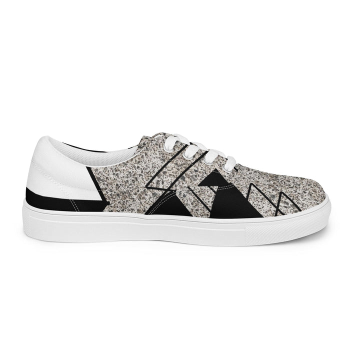 Womens Lace-up Canvas Shoes Black and White Triangular Colorblock