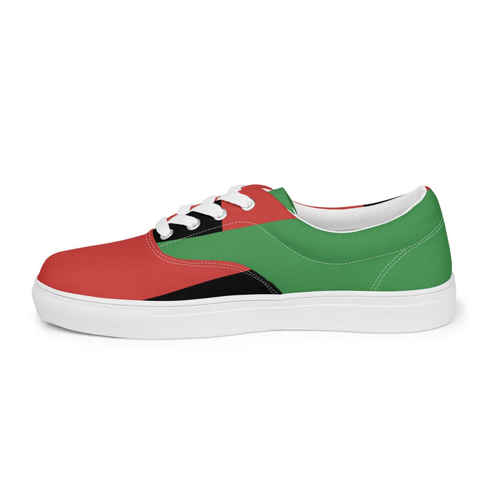 Womens Lace-up Canvas Shoes Black Red Green Stripped 4