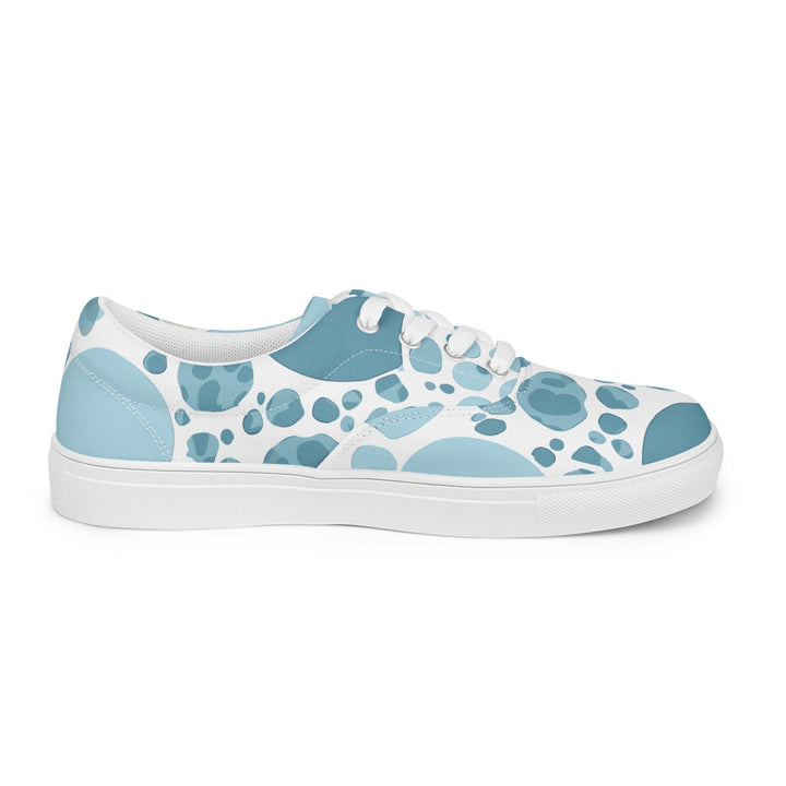 Womens Lace-up Canvas Shoes Blue and White Circular Spotted