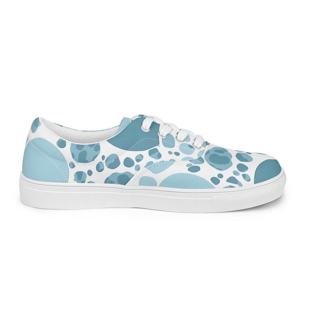 Womens Lace-up Canvas Shoes Blue and White Circular Spotted