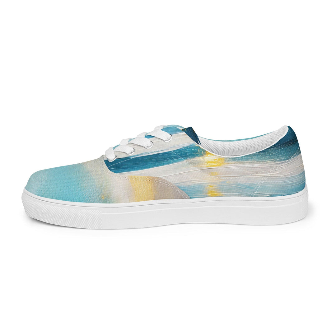 Womens Lace-up Canvas Shoes Blue Ocean Golden Sunset Print