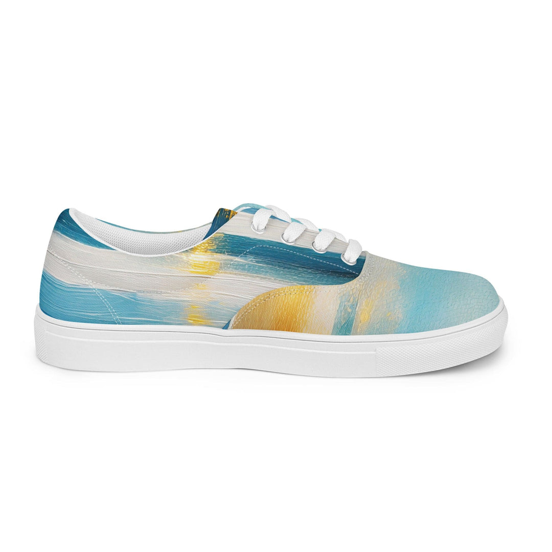 Womens Lace-up Canvas Shoes Blue Ocean Golden Sunset Print