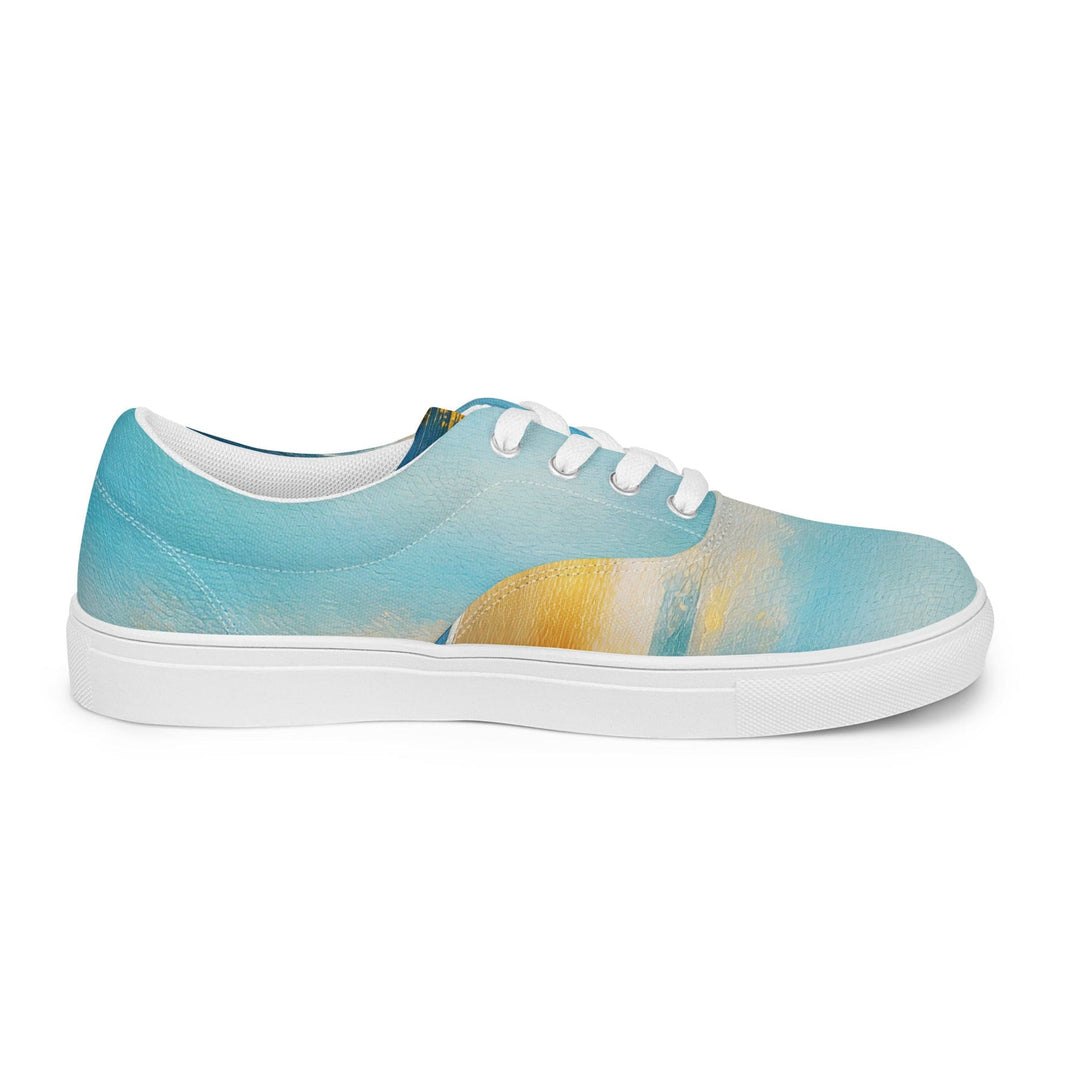 Womens Lace-up Canvas Shoes Blue Ocean Golden Sunset Print