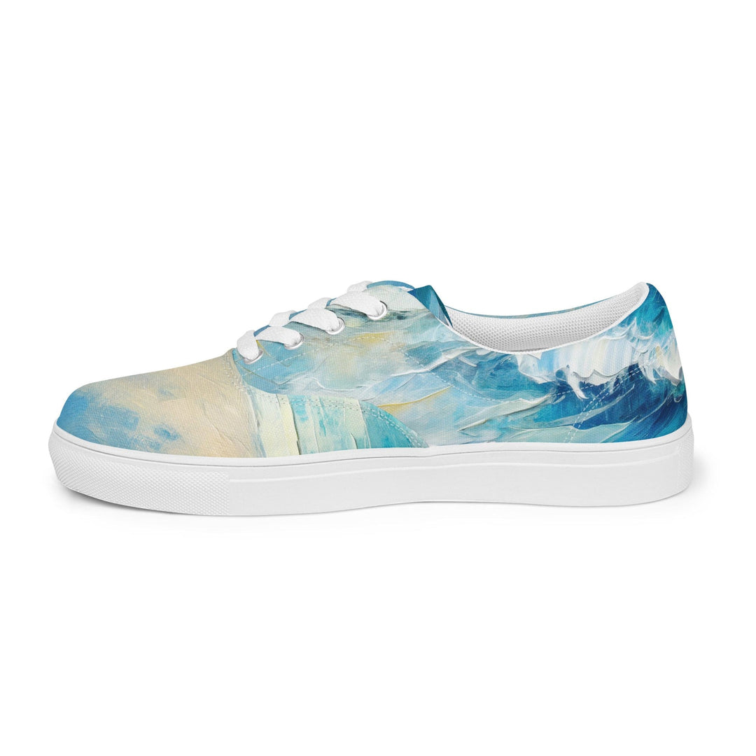 Womens Lace-up Canvas Shoes Blue Ocean Print