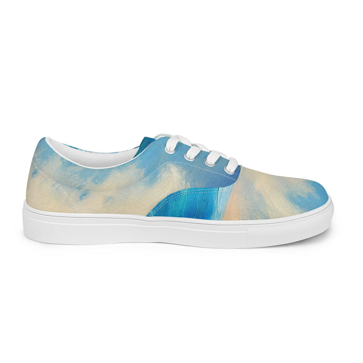 Womens Lace-up Canvas Shoes Blue Ocean Print