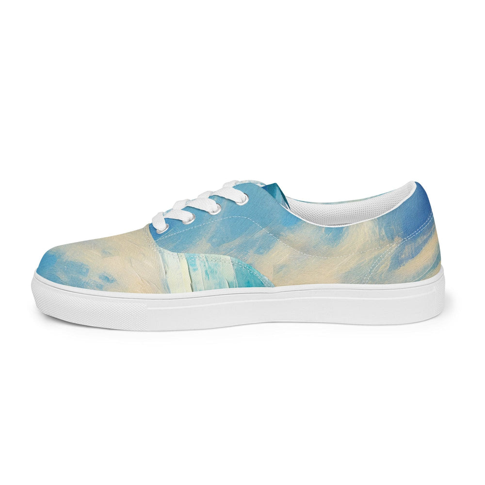 Womens Lace-up Canvas Shoes Blue Ocean Print