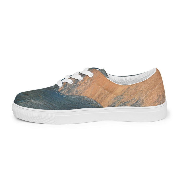 Womens Lace-up Canvas Shoes Blue Orange Abstract Pattern