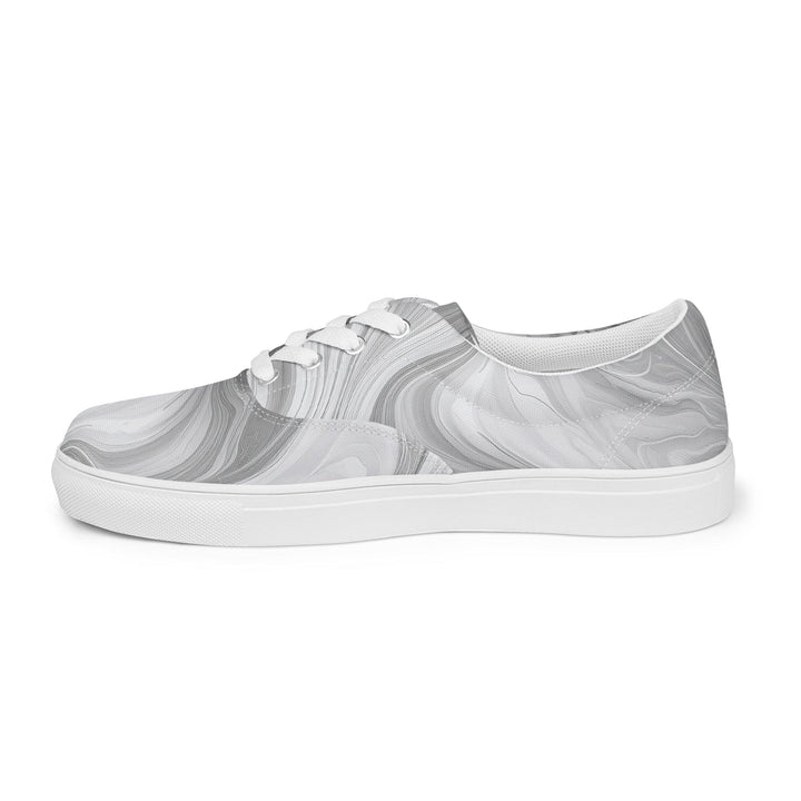 Womens Lace-up Canvas Shoes Boho Marble Pattern White and Grey