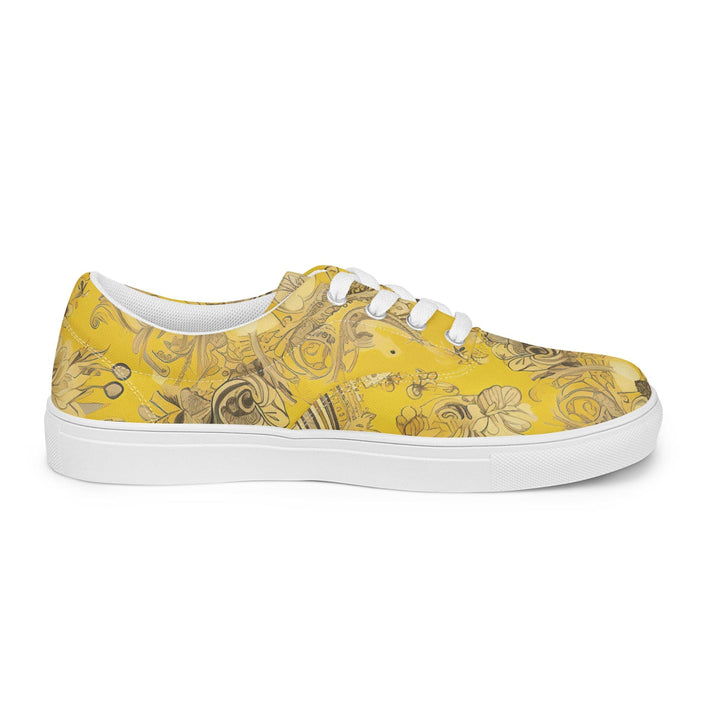 Womens Lace-up Canvas Shoes Floral Yellow Bandanna Print