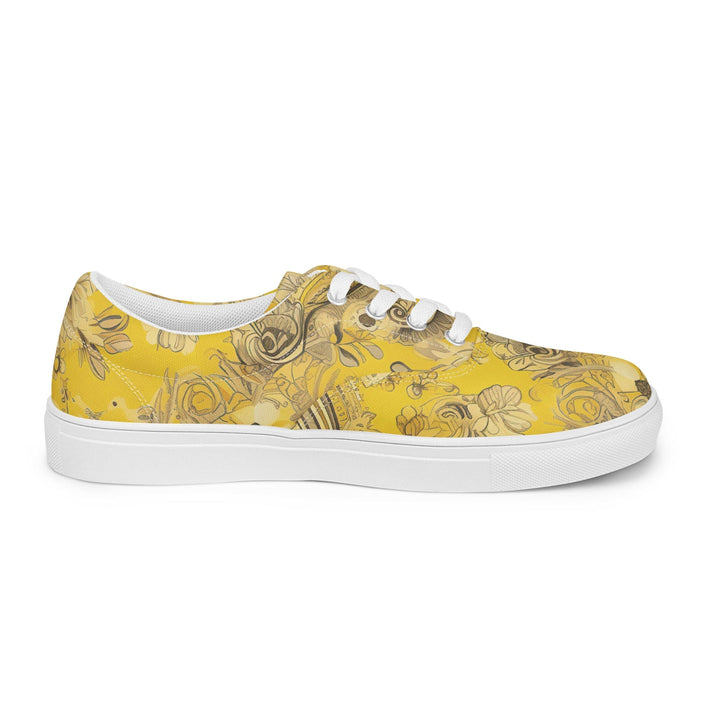 Womens Lace-up Canvas Shoes Floral Yellow Bandanna Print