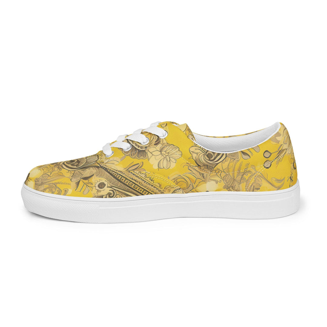 Womens Lace-up Canvas Shoes Floral Yellow Bandanna Print