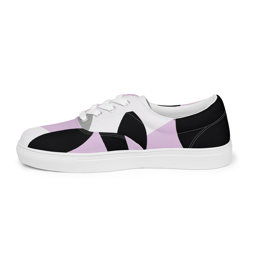 Womens Lace-up Canvas Shoes Geometric Lavender and Black Pattern