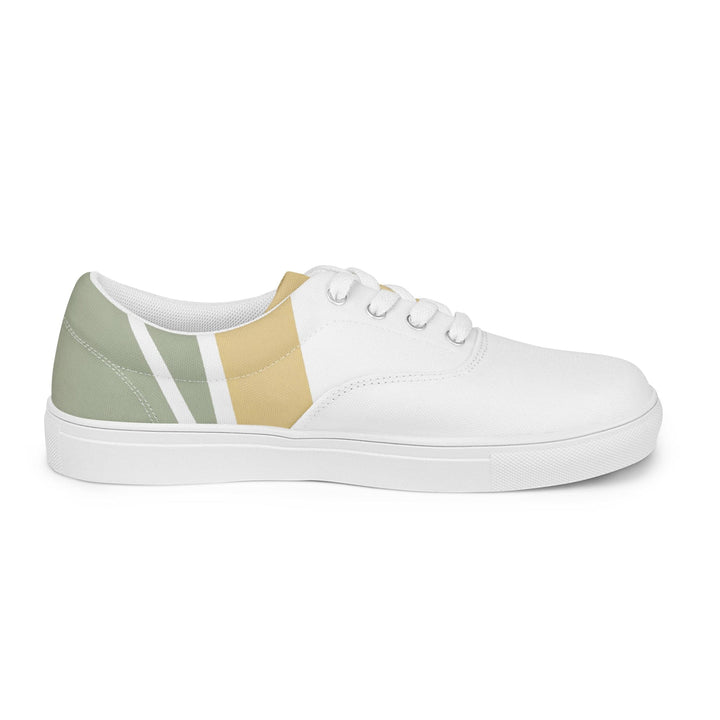 Womens Lace-up Canvas Shoes Green Abstract Geometric Pattern