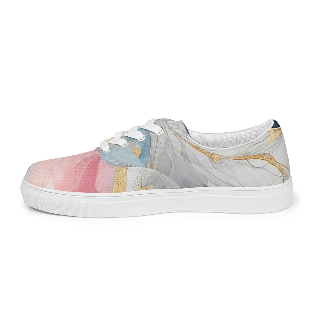 Womens Lace-up Canvas Shoes Marble Cloud of Grey Pink Blue 5522