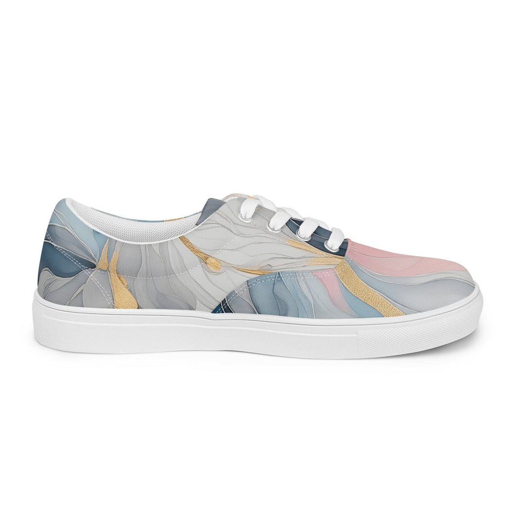 Womens Lace-up Canvas Shoes Marble Cloud of Grey Pink Blue 5522