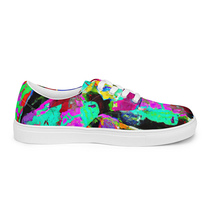 Womens Lace-up Canvas Shoes Red Multicolor Abstract Print