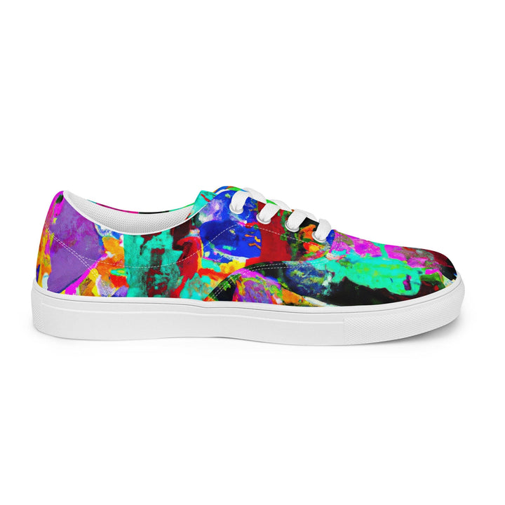 Womens Lace-up Canvas Shoes Red Multicolor Abstract Print