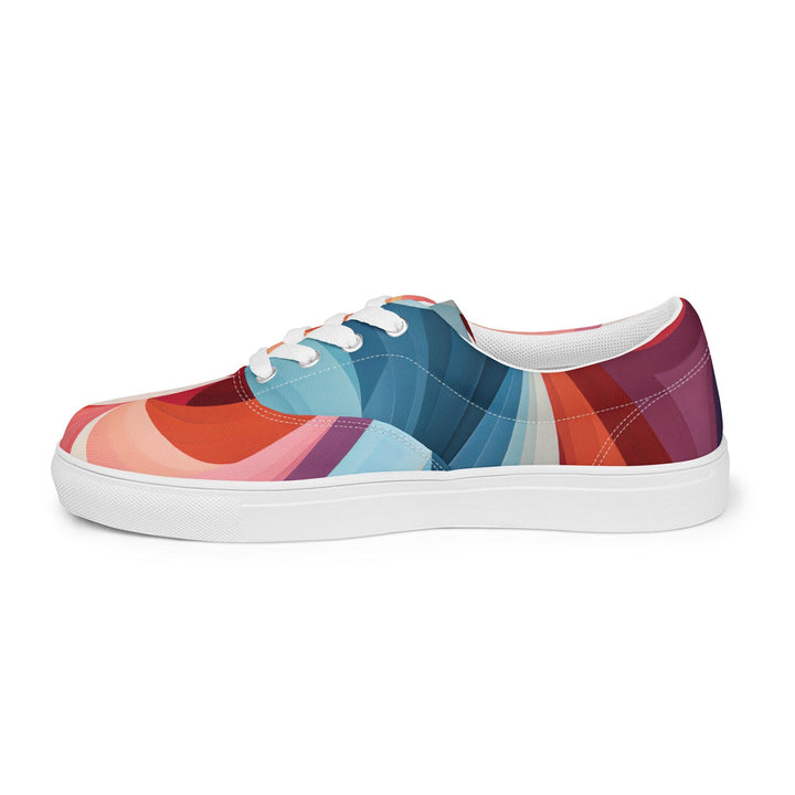 Womens Lace-up Canvas Shoes Multicolor Heart Print