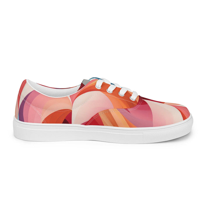 Womens Lace-up Canvas Shoes Multicolor Heart Print