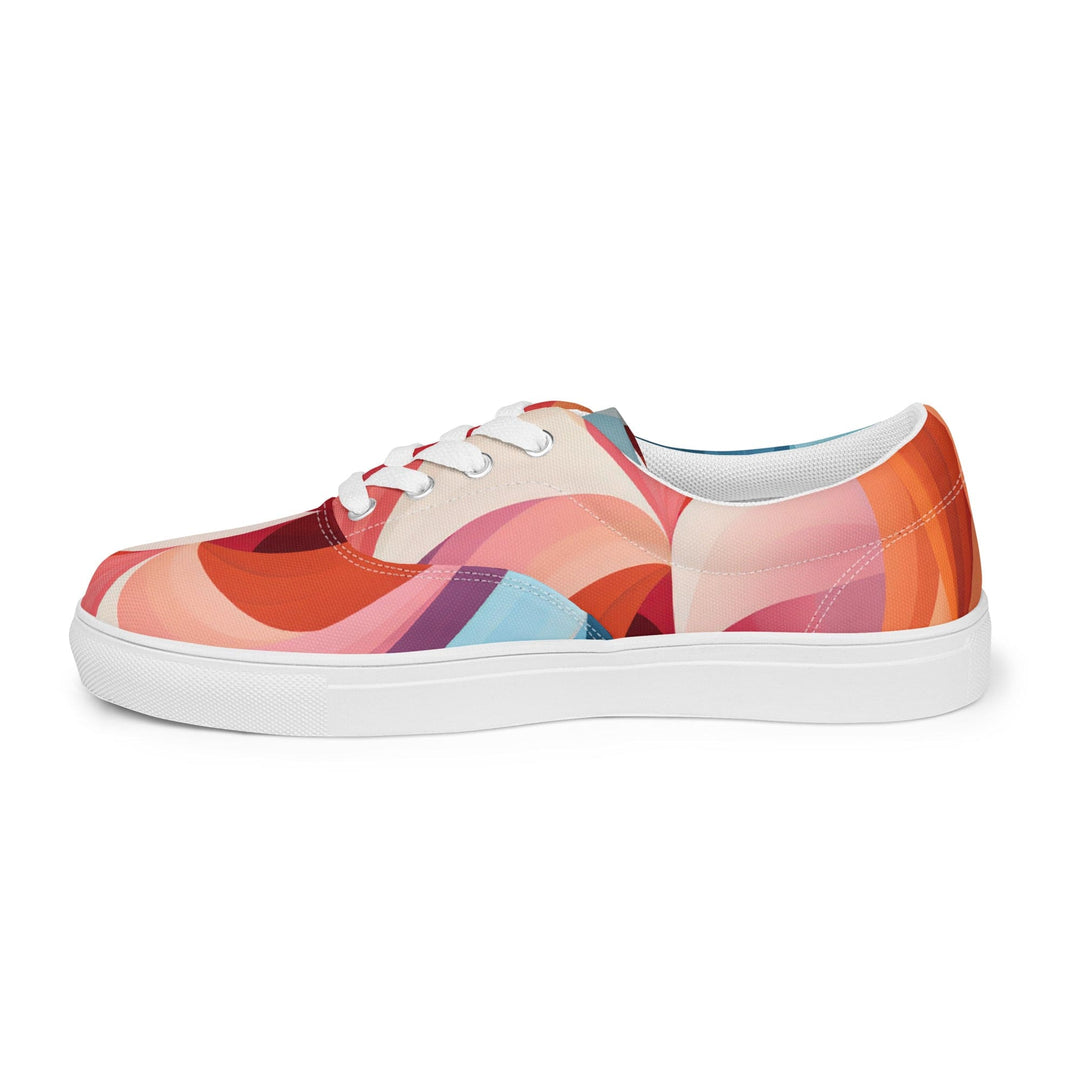 Womens Lace-up Canvas Shoes Multicolor Heart Print