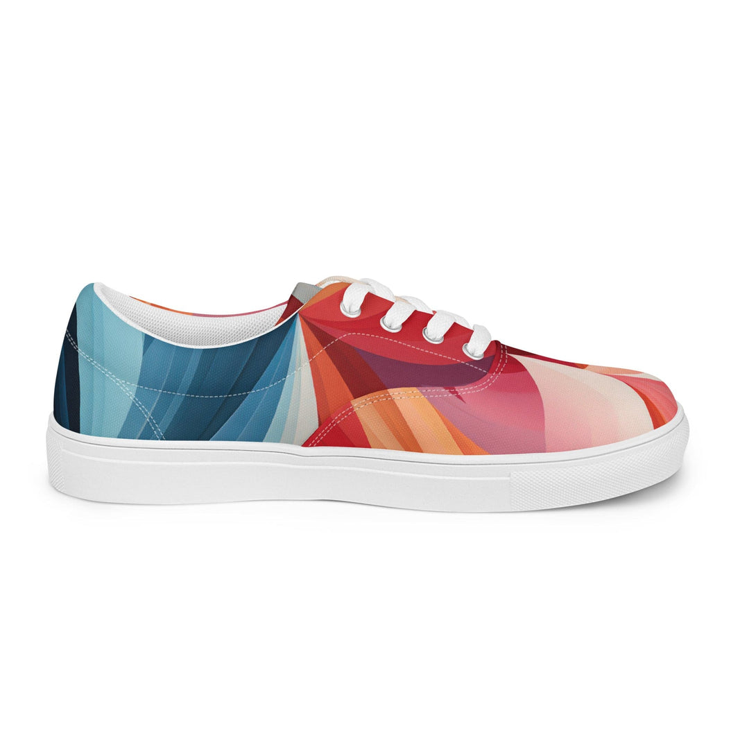 Womens Lace-up Canvas Shoes Multicolor Heart Print