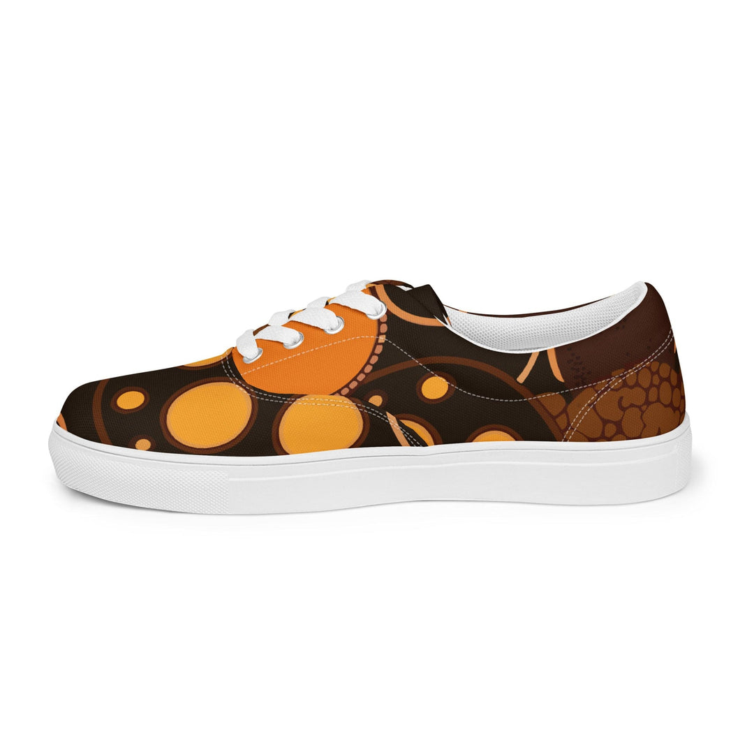 Womens Lace-up Canvas Shoes Orange Brown Spotted Print