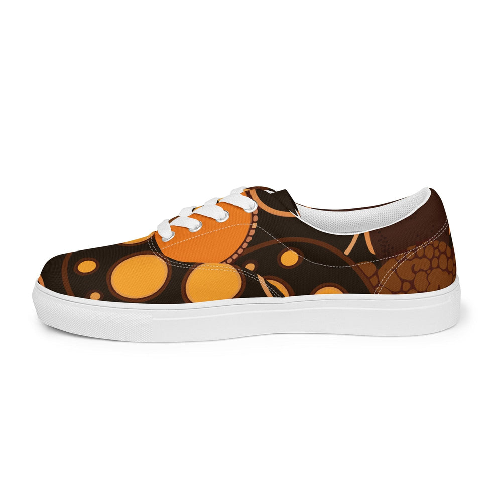 Womens Lace-up Canvas Shoes Orange Brown Spotted Print