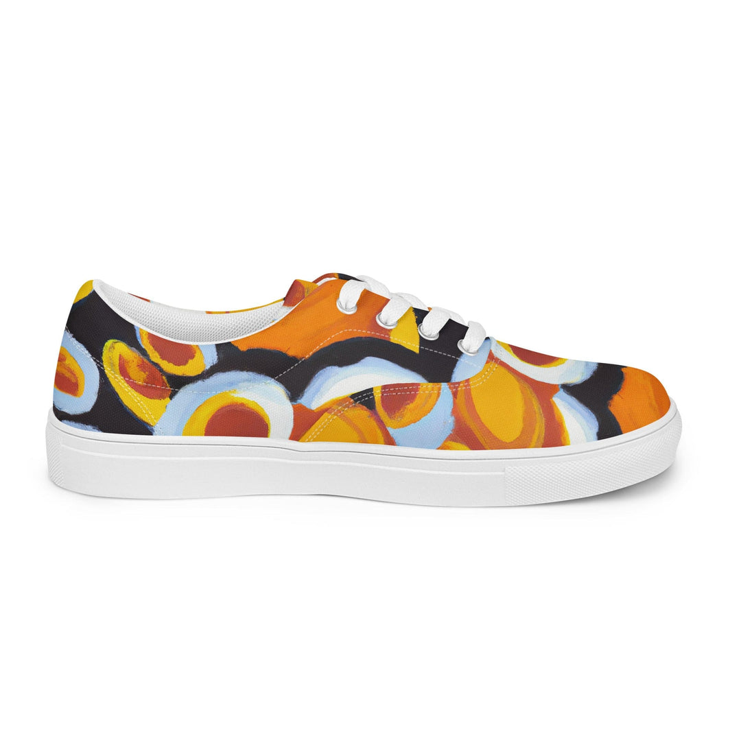 Womens Lace-up Canvas Shoes Orange Black White Geometric Print