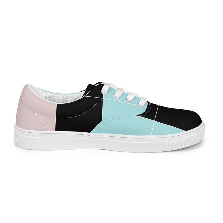 Womens Lace-up Canvas Shoes Pastel Colorblock Pink/black/blue