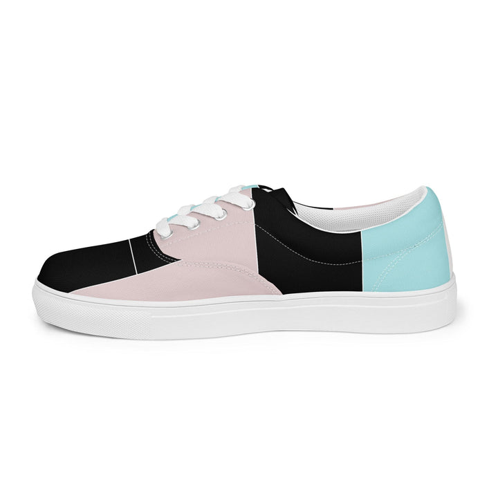 Womens Lace-up Canvas Shoes Pastel Colorblock Pink/black/blue