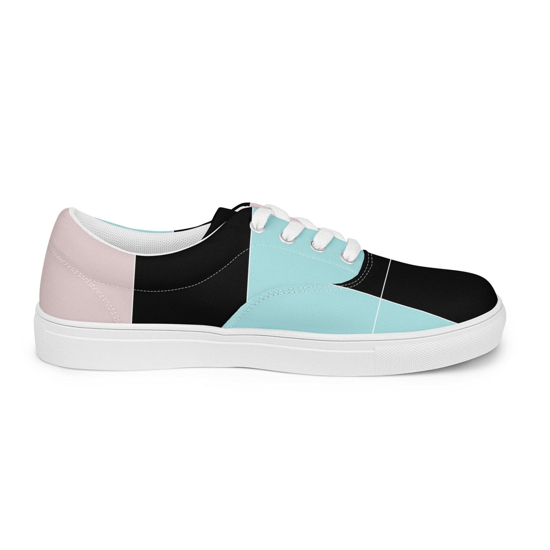 Womens Lace-up Canvas Shoes Pastel Colorblock Pink/black/blue