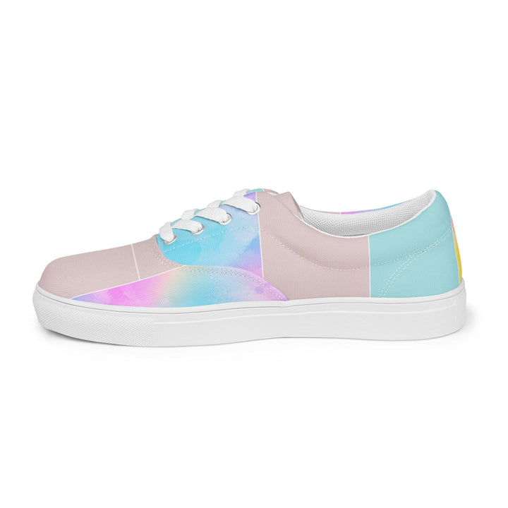 Womens Lace-up Canvas Shoes Pastel Colorblock Watercolor Illustration