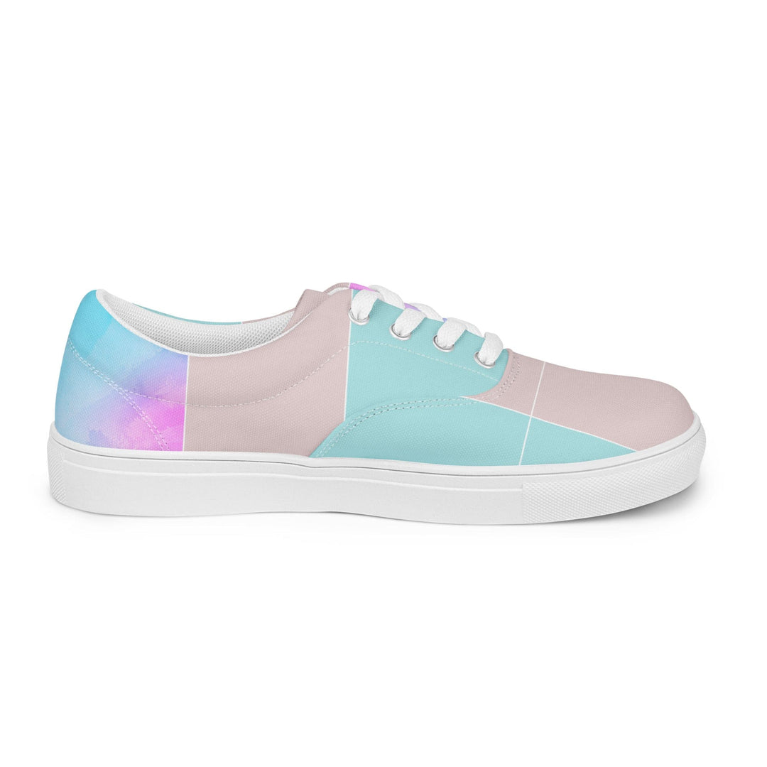 Womens Lace-up Canvas Shoes Pastel Colorblock Watercolor Illustration