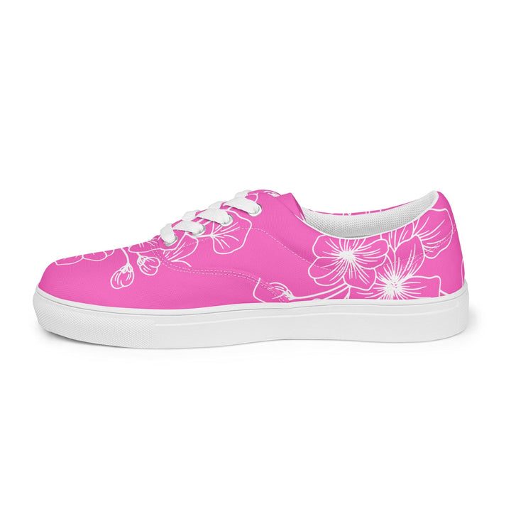 Womens Lace-up Canvas Shoes Pink Floral 7022623